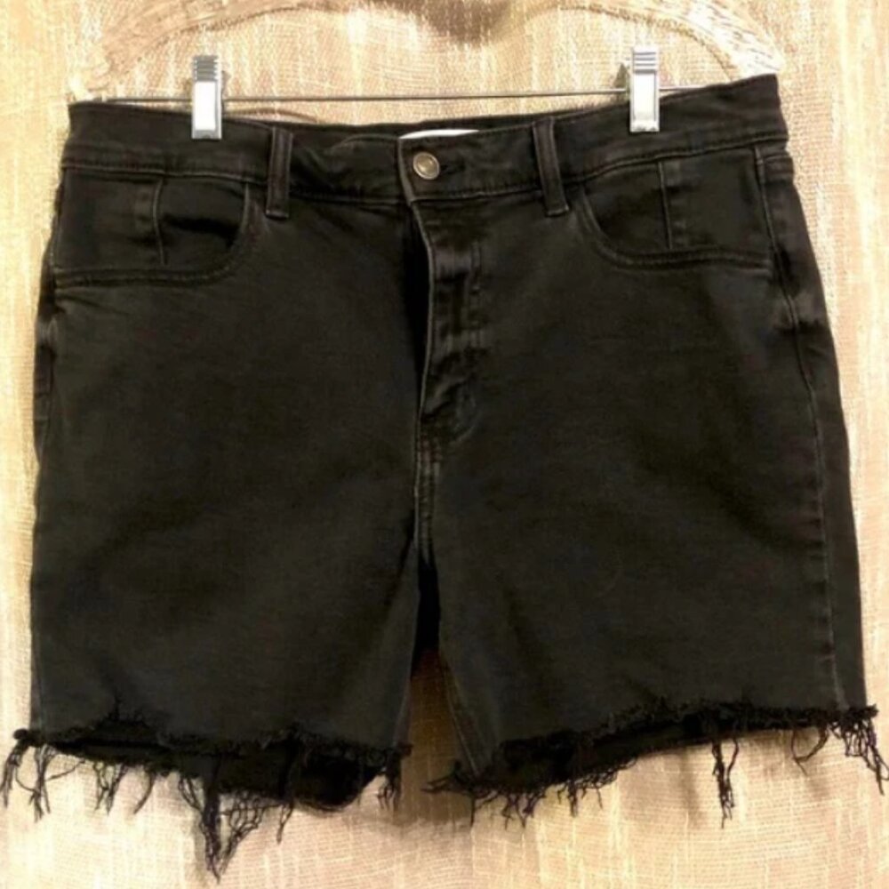 Studio Blue Women's Black Frayed Hem Denim Shorts